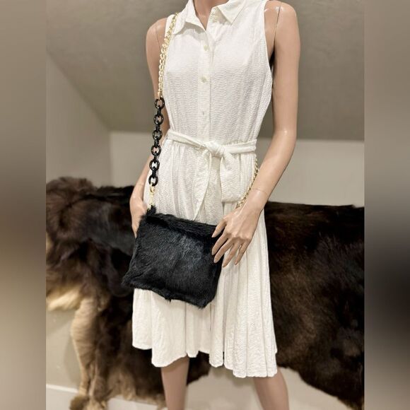 Handmade Genuine Goat Hair-on Hide Wristlet/Shoulder Bag/ Crossbody - Picture 8 of 16